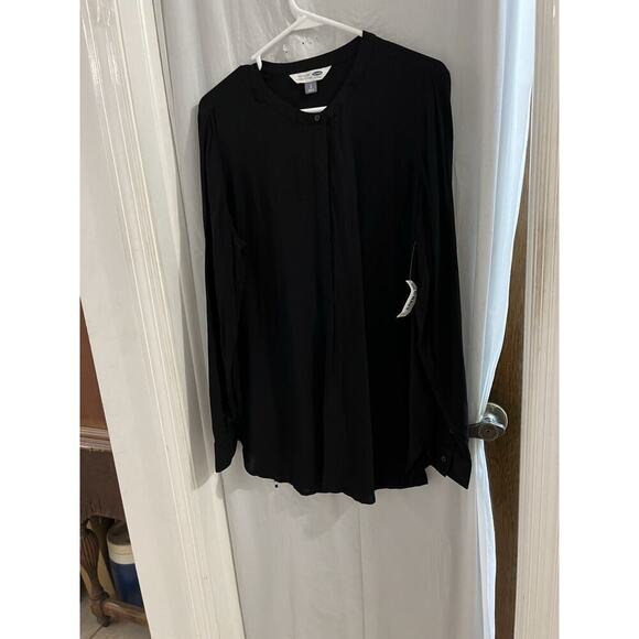 Old Navy Tops - Old Navy Black Long Sleeve Tunic Shirt Sz L NWT Goth Classic Peasant Boho